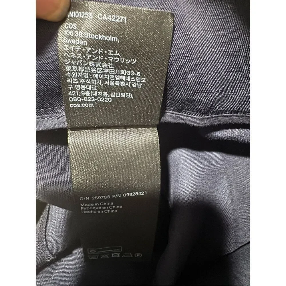 COS NWT blue wide leg linen cotton blend pants 14